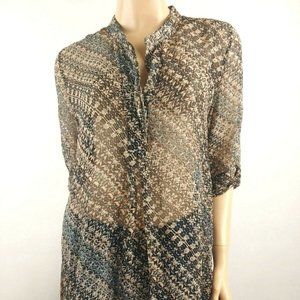 Zozo Women's Sheer Hi-Low Print Blouse Size Medium
